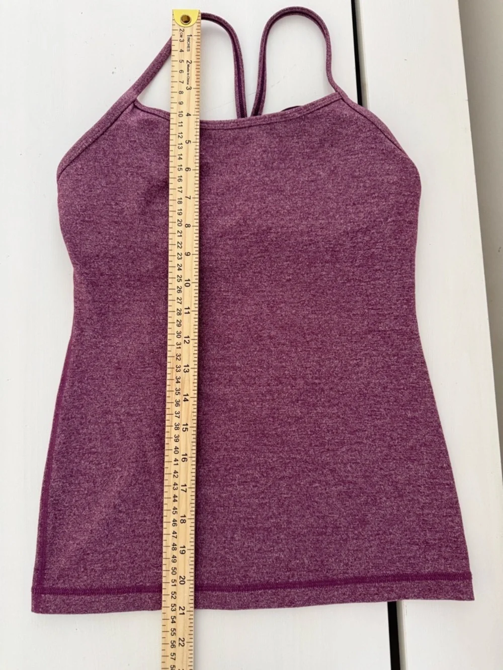 Lululemon Power Y Tank Top Heathered Purple Racerback Shelf Bra Size 4